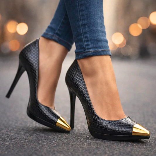 Natalia Gold-Tip Heels
